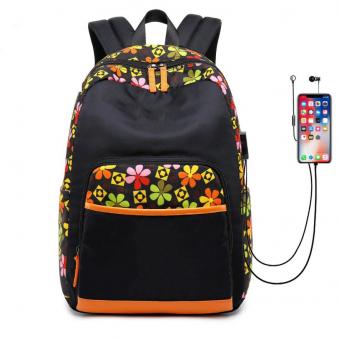  Large Capacity Fashion Backpack Water Resistant Girl Leisure Bag USB Charge Port Girl Daily Travel Backpack Bag - ORSTAR